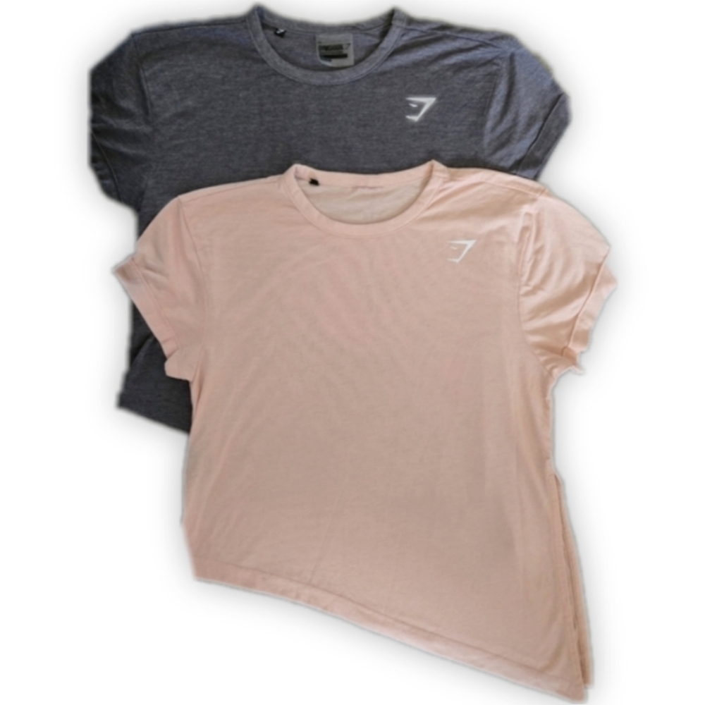 Gymshark “United We Sweat” Shirts – Bundle of 2 | Size XS (Gray and Pink)